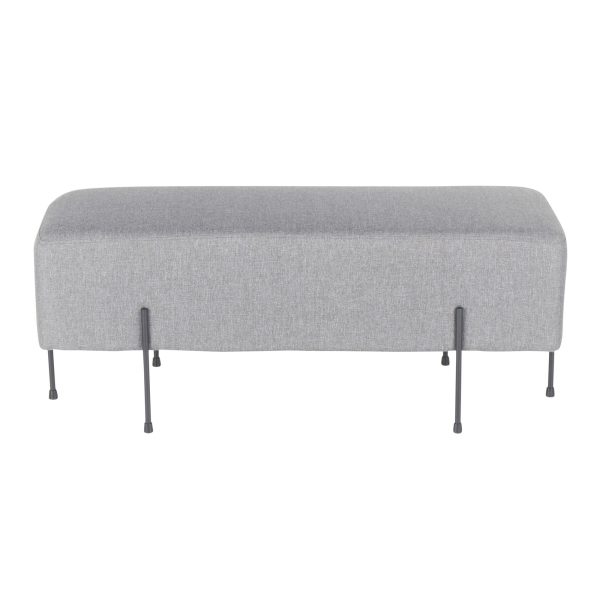 Daniella Contemporary Black Metal Grey Fabric Bench 6