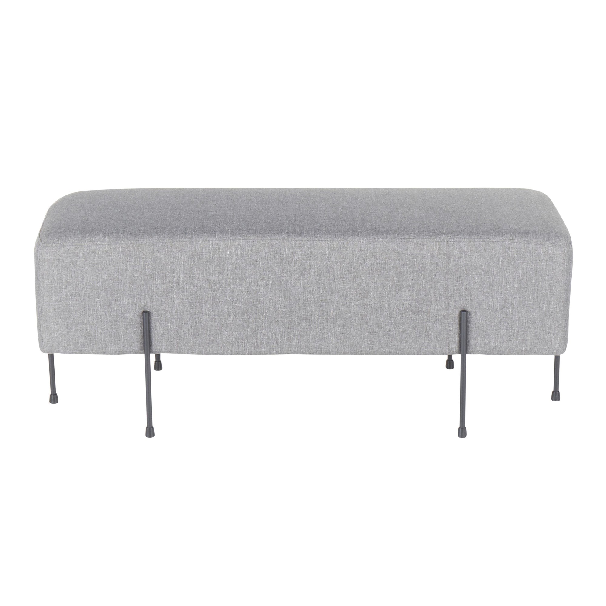 Daniella Contemporary Black Metal Grey Fabric Bench 7 Daniella Contemporary Black Metal Grey Fabric Bench - Image 7