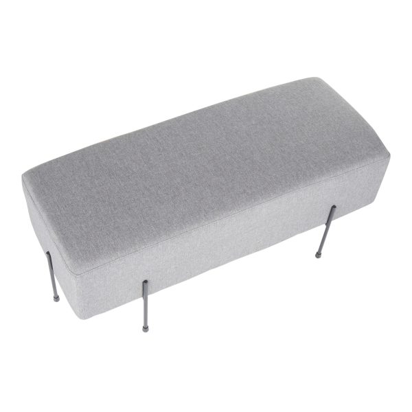 Daniella Contemporary Black Metal Grey Fabric Bench 7