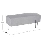 Daniella Contemporary Black Metal Grey Fabric Bench 19 Daniella Contemporary Black Metal Grey Fabric Bench