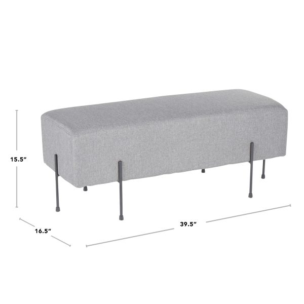 Daniella Contemporary Black Metal Grey Fabric Bench 8
