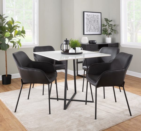 Daniella Contemporary Black Metal and Faux Leather Dining Chairs by LumiSource Set of 2 Set of 2 2