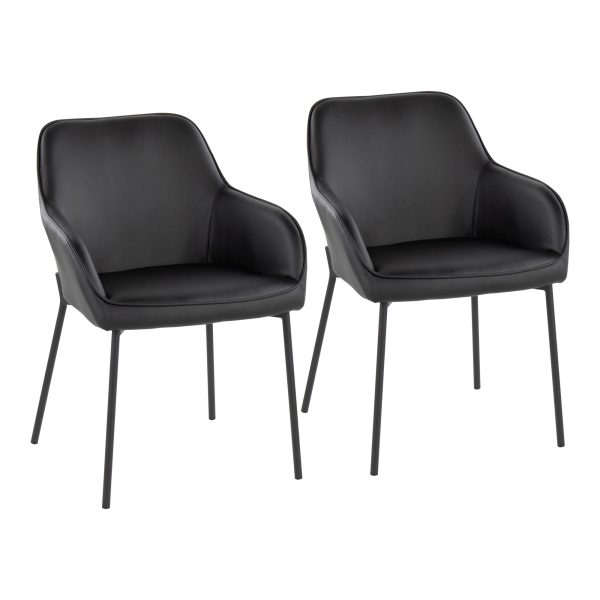 Daniella Contemporary Black Metal and Faux Leather Dining Chairs by LumiSource Set of 2 Set of 2 3
