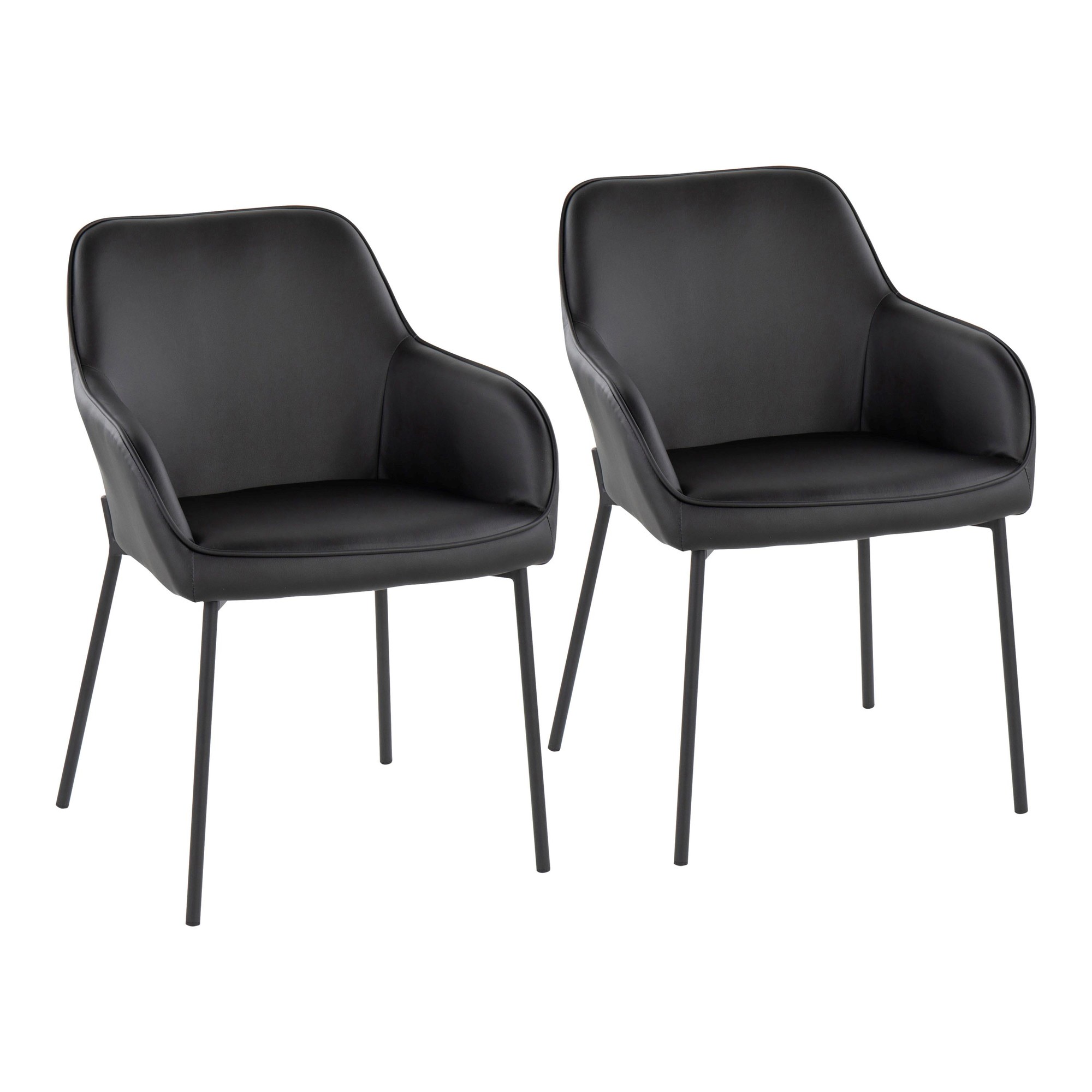 Daniella Contemporary Black Metal and Faux Leather Dining Chairs by LumiSource (Set of 2) (Set of 2) 4 Daniella Contemporary Black Metal and Faux Leather Dining Chairs by LumiSource (Set of 2) (Set of 2) - Image 4