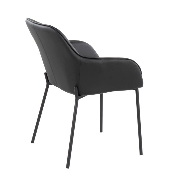 Daniella Contemporary Black Metal and Faux Leather Dining Chairs by LumiSource Set of 2 Set of 2 6