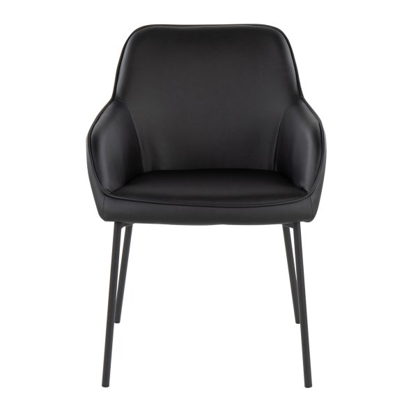 Daniella Contemporary Black Metal and Faux Leather Dining Chairs by LumiSource Set of 2 Set of 2 8
