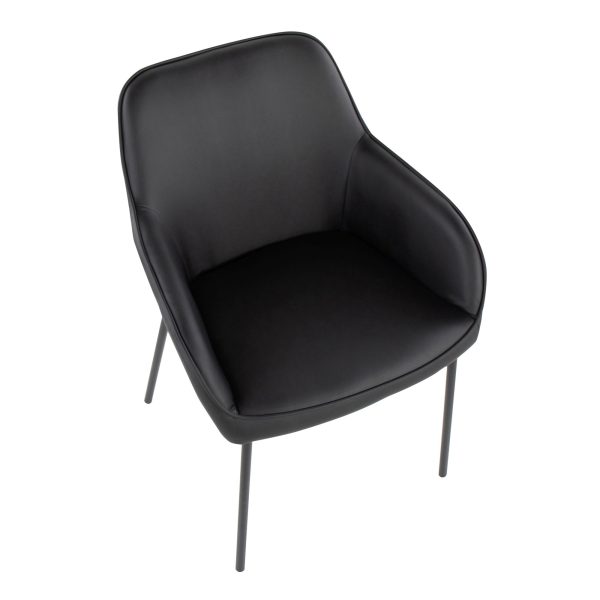Daniella Contemporary Black Metal and Faux Leather Dining Chairs by LumiSource Set of 2 Set of 2 9