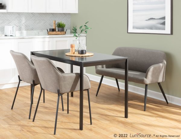 Daniella Contemporary Black Metal and Grey Faux Leather Chairs Set of 2 2