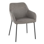 Daniella Contemporary Black Metal and Grey Faux Leather Chairs (Set of 2) 16 Daniella Contemporary Black Metal and Grey Faux Leather Chairs (Set of 2)