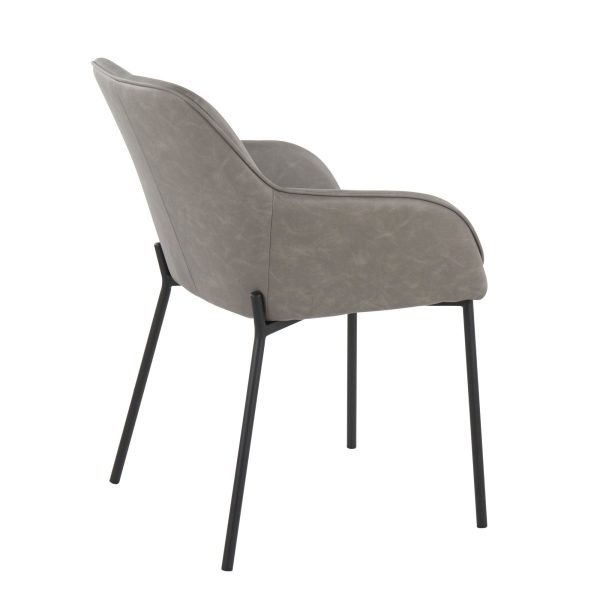 Daniella Contemporary Black Metal and Grey Faux Leather Chairs Set of 2 6