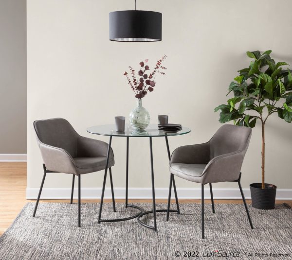 Daniella Contemporary Black Metal and Grey Faux Leather Chairs Set of 2