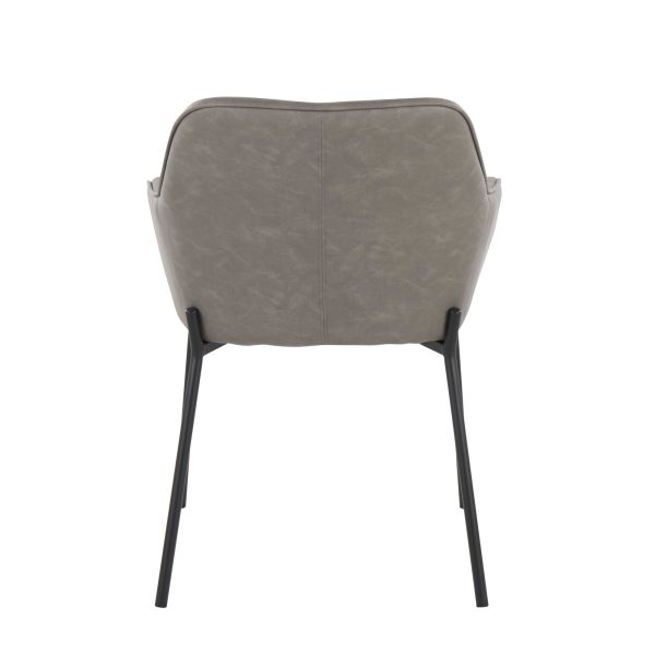 Daniella Contemporary Black Metal and Grey Faux Leather Chairs Set of 2 7