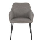 Daniella Contemporary Black Metal and Grey Faux Leather Chairs (Set of 2) 20 Daniella Contemporary Black Metal and Grey Faux Leather Chairs (Set of 2)