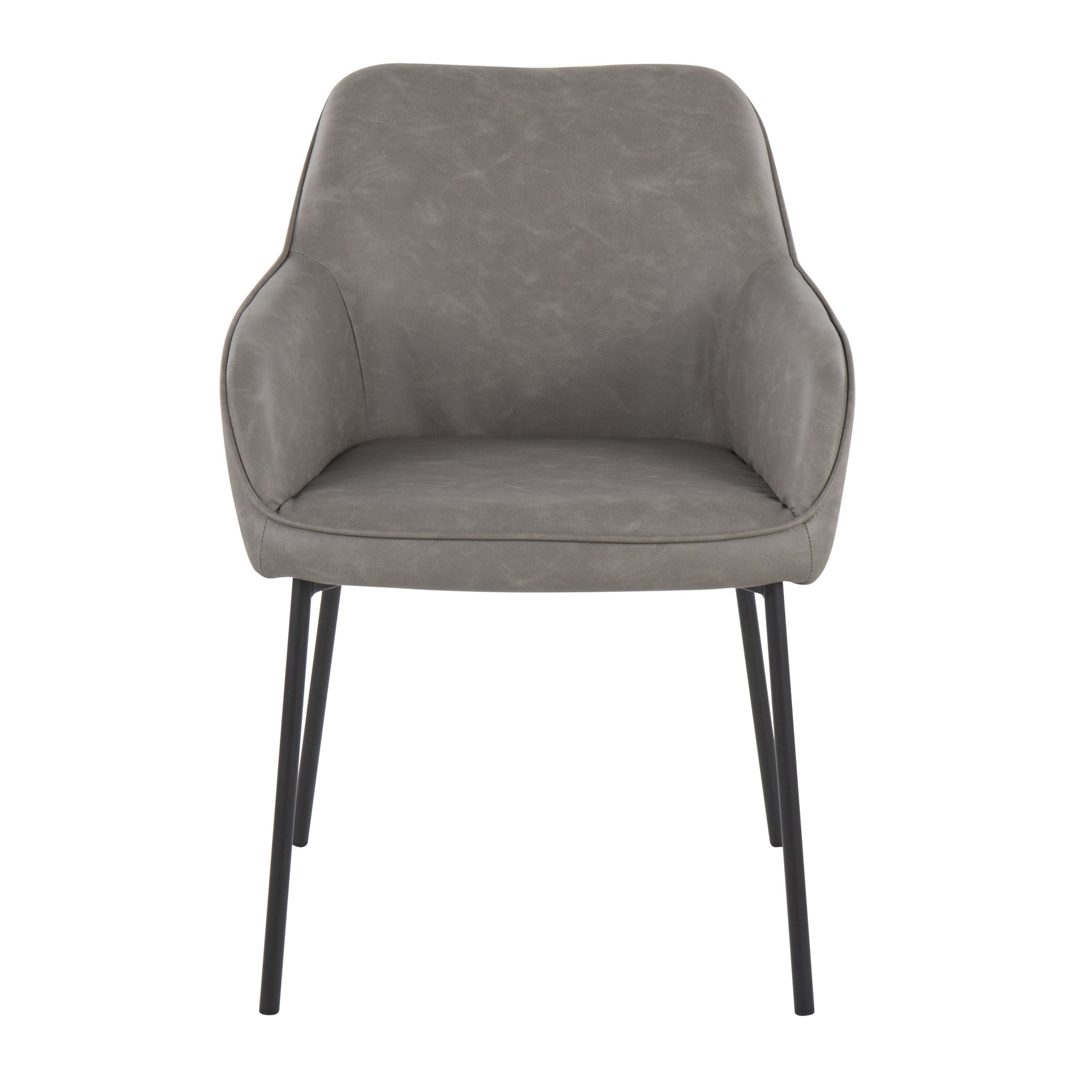 Daniella Contemporary Black Metal and Grey Faux Leather Chairs (Set of 2) 9 Daniella Contemporary Black Metal and Grey Faux Leather Chairs (Set of 2) - Image 9
