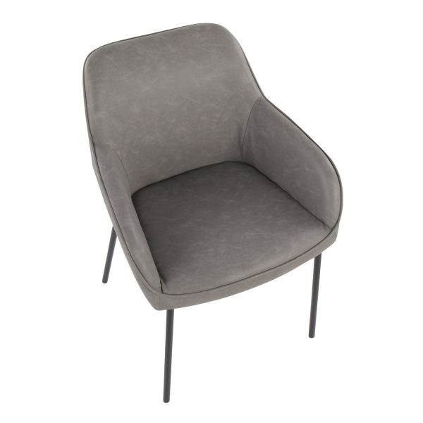 Daniella Contemporary Black Metal and Grey Faux Leather Chairs Set of 2 9