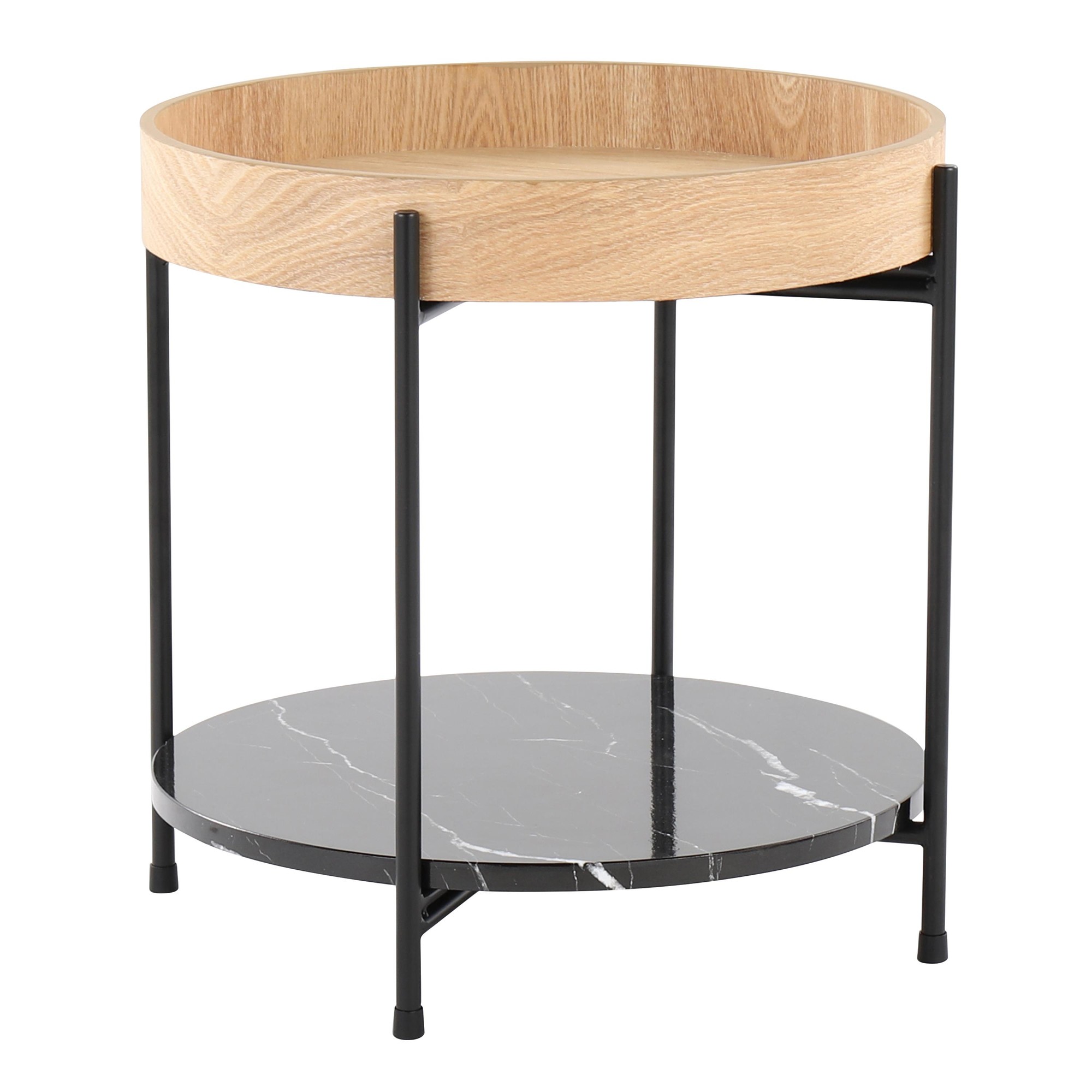 Daniella Contemporary Black Metal and Wood End Table 2 Daniella Contemporary Black Metal and Wood End Table - Image 2