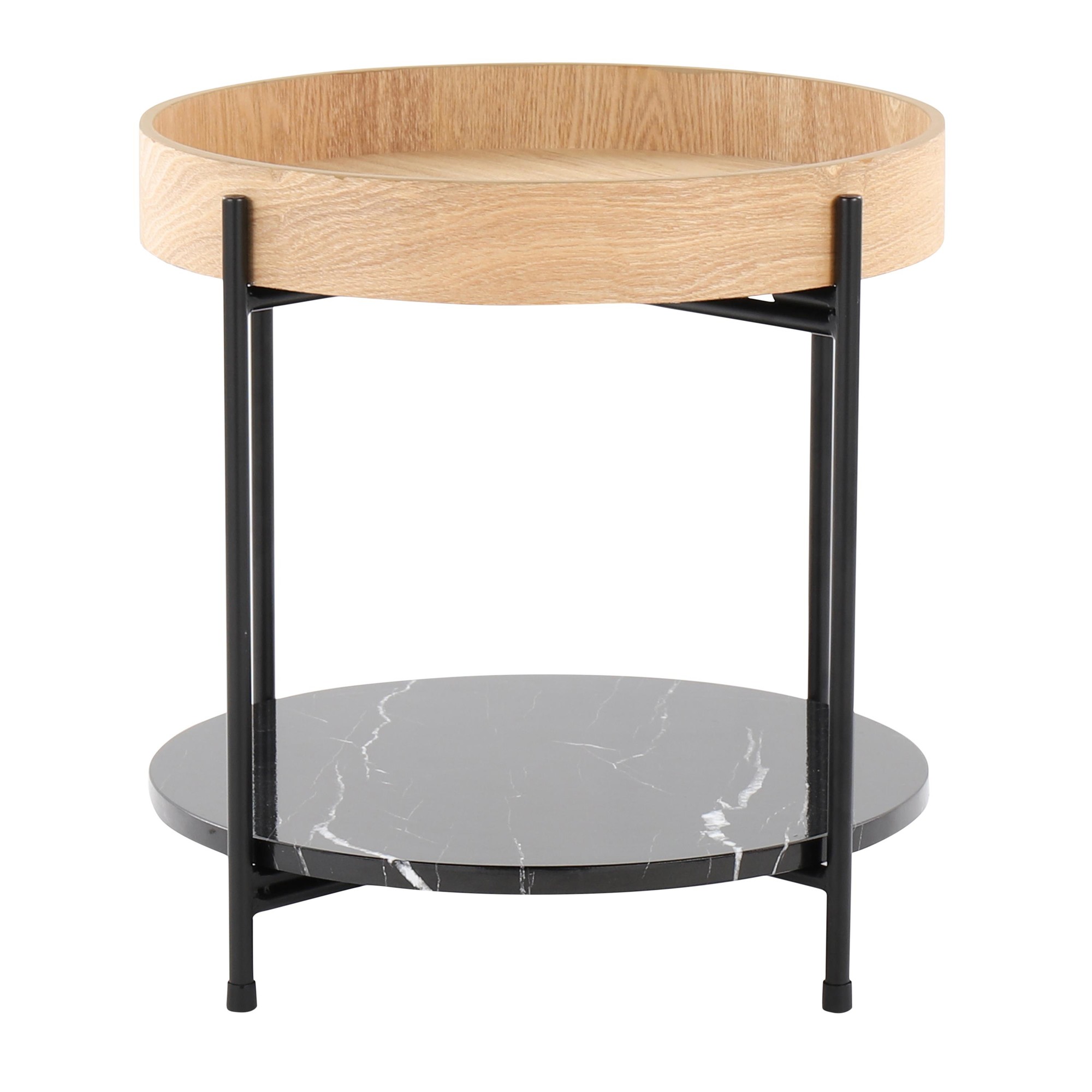 Daniella Contemporary Black Metal and Wood End Table 3 Daniella Contemporary Black Metal and Wood End Table - Image 3