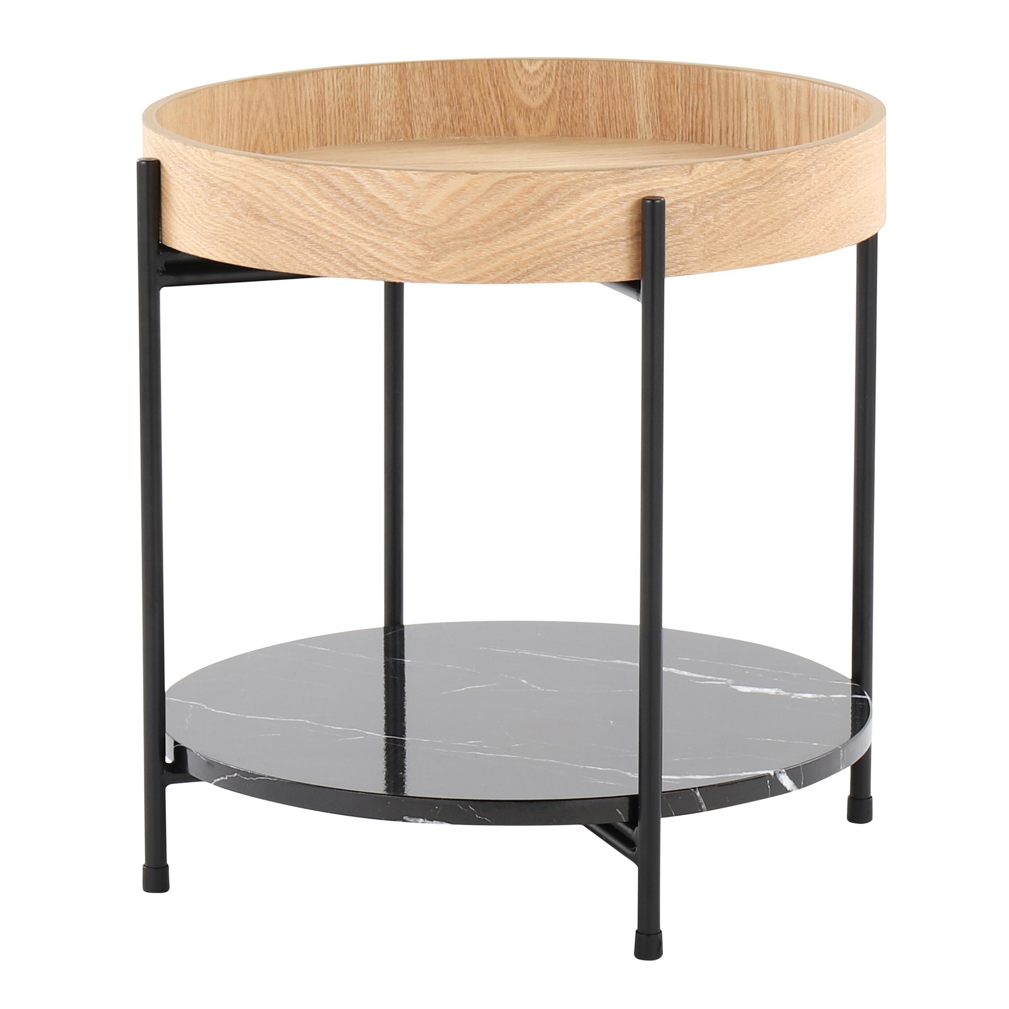 Daniella Contemporary Black Metal and Wood End Table 4 Daniella Contemporary Black Metal and Wood End Table - Image 4