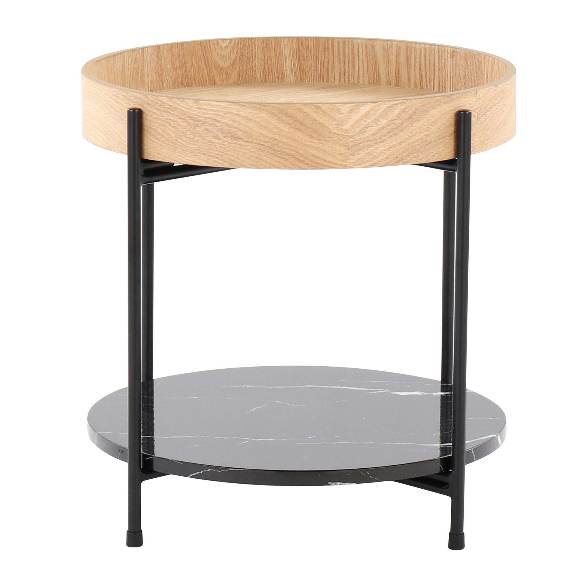 Daniella Contemporary Black Metal and Wood End Table 5 Daniella Contemporary Black Metal and Wood End Table - Image 5