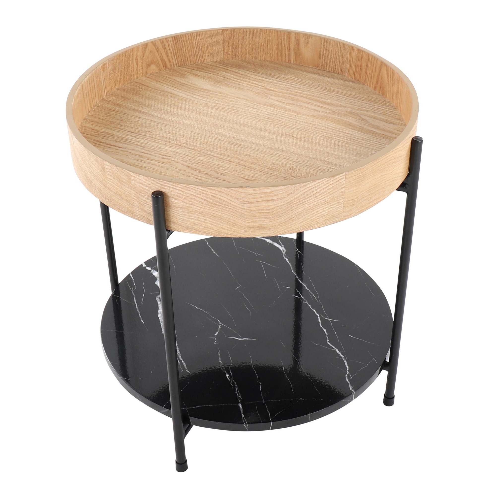 Daniella Contemporary Black Metal and Wood End Table 6 Daniella Contemporary Black Metal and Wood End Table - Image 6