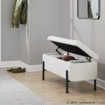 Daniella Contemporary Black Steel Cream Fabric Storage Bench 17 Daniella Contemporary Black Steel Cream Fabric Storage Bench