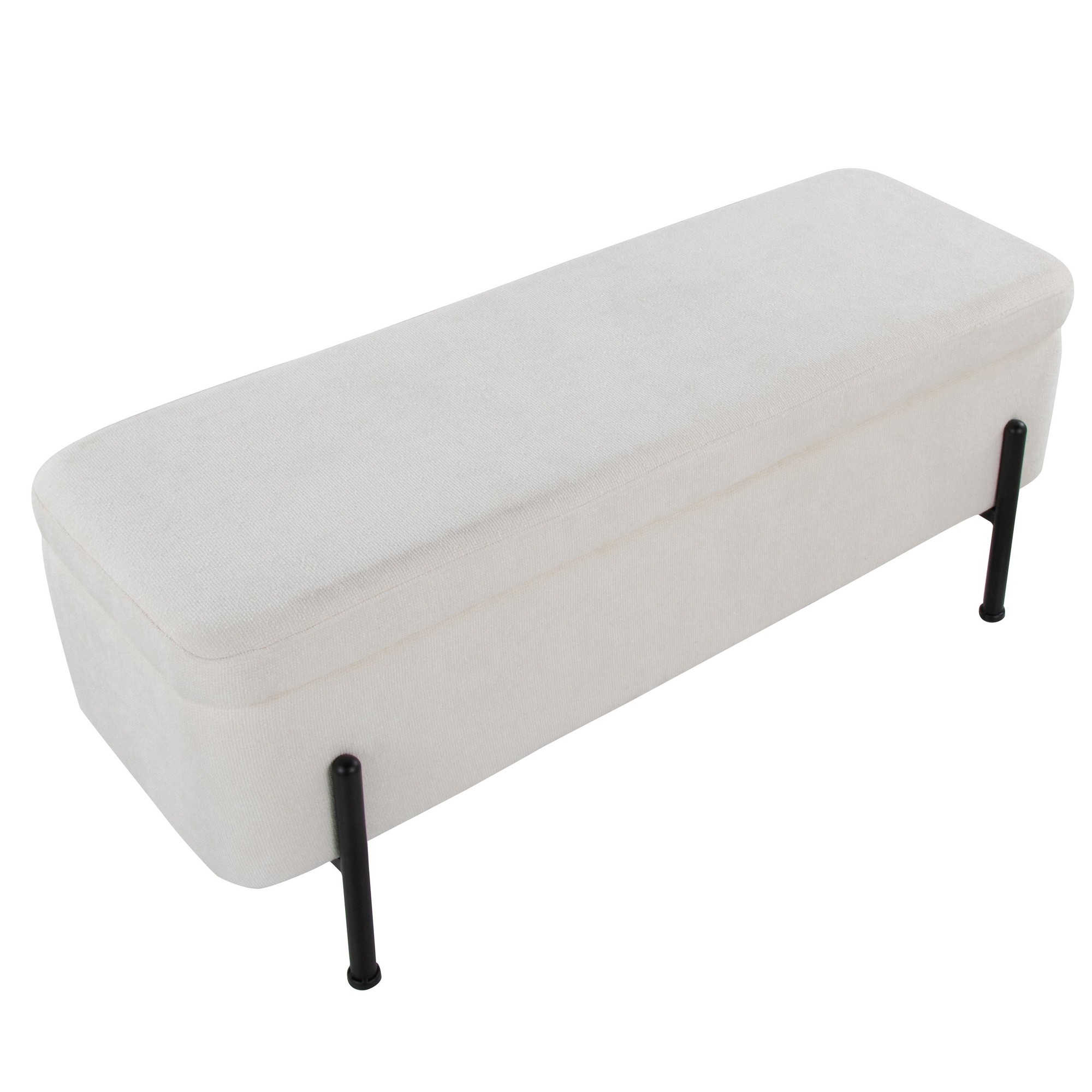 Daniella Contemporary Black Steel Cream Fabric Storage Bench 11 Daniella Contemporary Black Steel Cream Fabric Storage Bench - Image 11