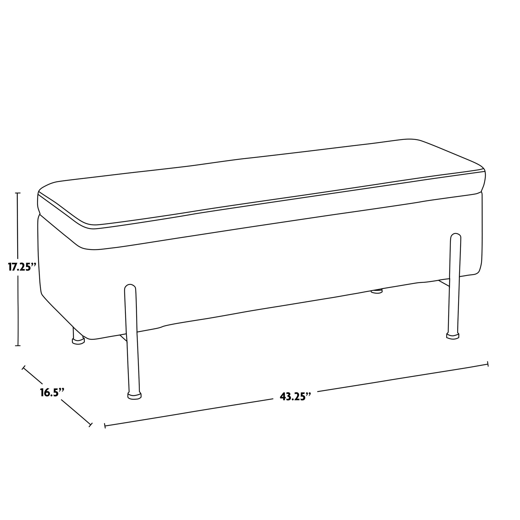 Daniella Contemporary Black Steel Cream Fabric Storage Bench 14 Daniella Contemporary Black Steel Cream Fabric Storage Bench - Image 14