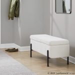 Daniella Contemporary Black Steel Cream Fabric Storage Bench 16 Daniella Contemporary Black Steel Cream Fabric Storage Bench