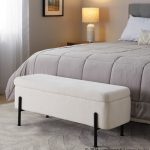 Daniella Contemporary Black Steel Cream Fabric Storage Bench 18 Daniella Contemporary Black Steel Cream Fabric Storage Bench