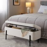 Daniella Contemporary Black Steel Cream Fabric Storage Bench 19 Daniella Contemporary Black Steel Cream Fabric Storage Bench