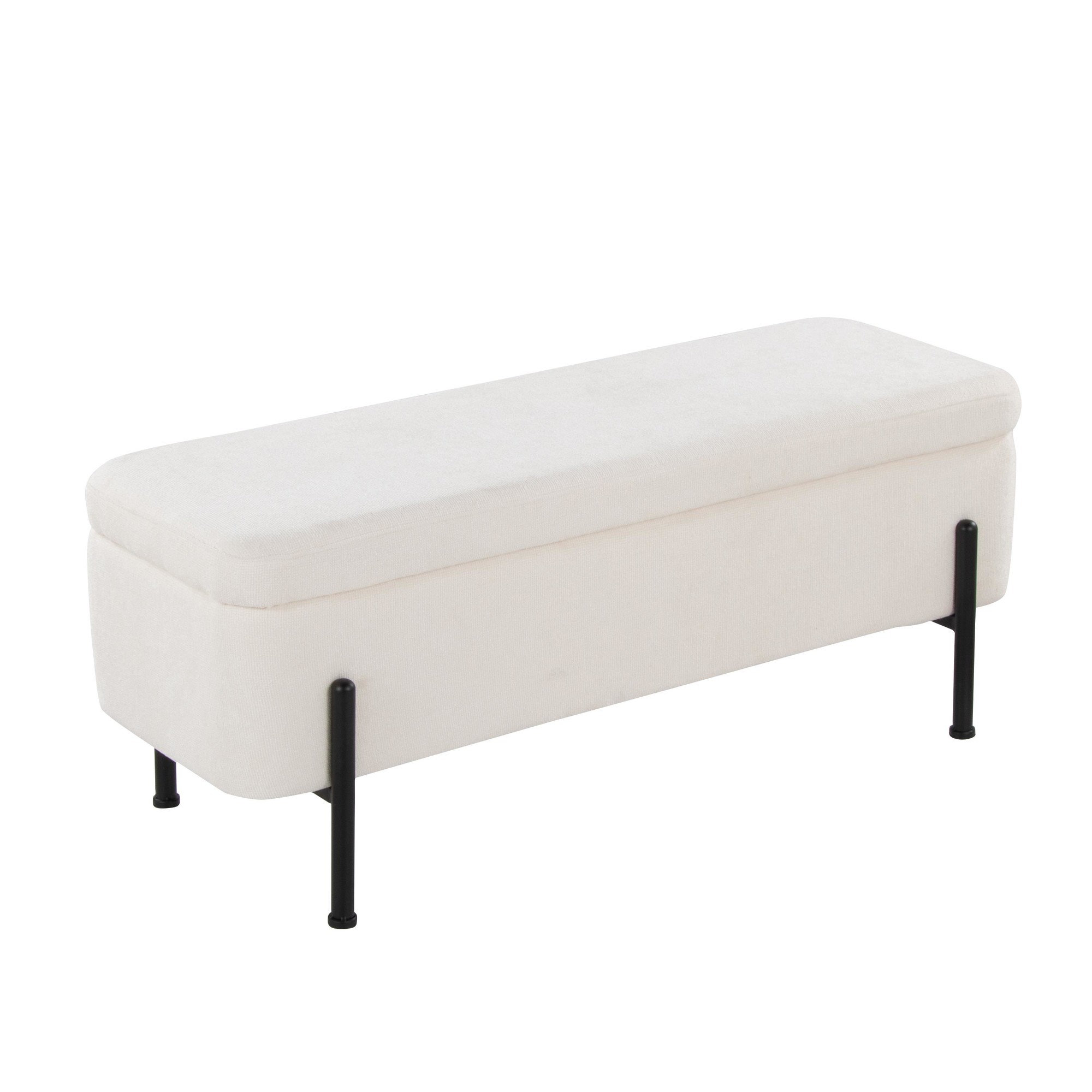 Daniella Contemporary Black Steel Cream Fabric Storage Bench 5 Daniella Contemporary Black Steel Cream Fabric Storage Bench - Image 5
