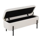 Daniella Contemporary Black Steel Cream Fabric Storage Bench 21 Daniella Contemporary Black Steel Cream Fabric Storage Bench