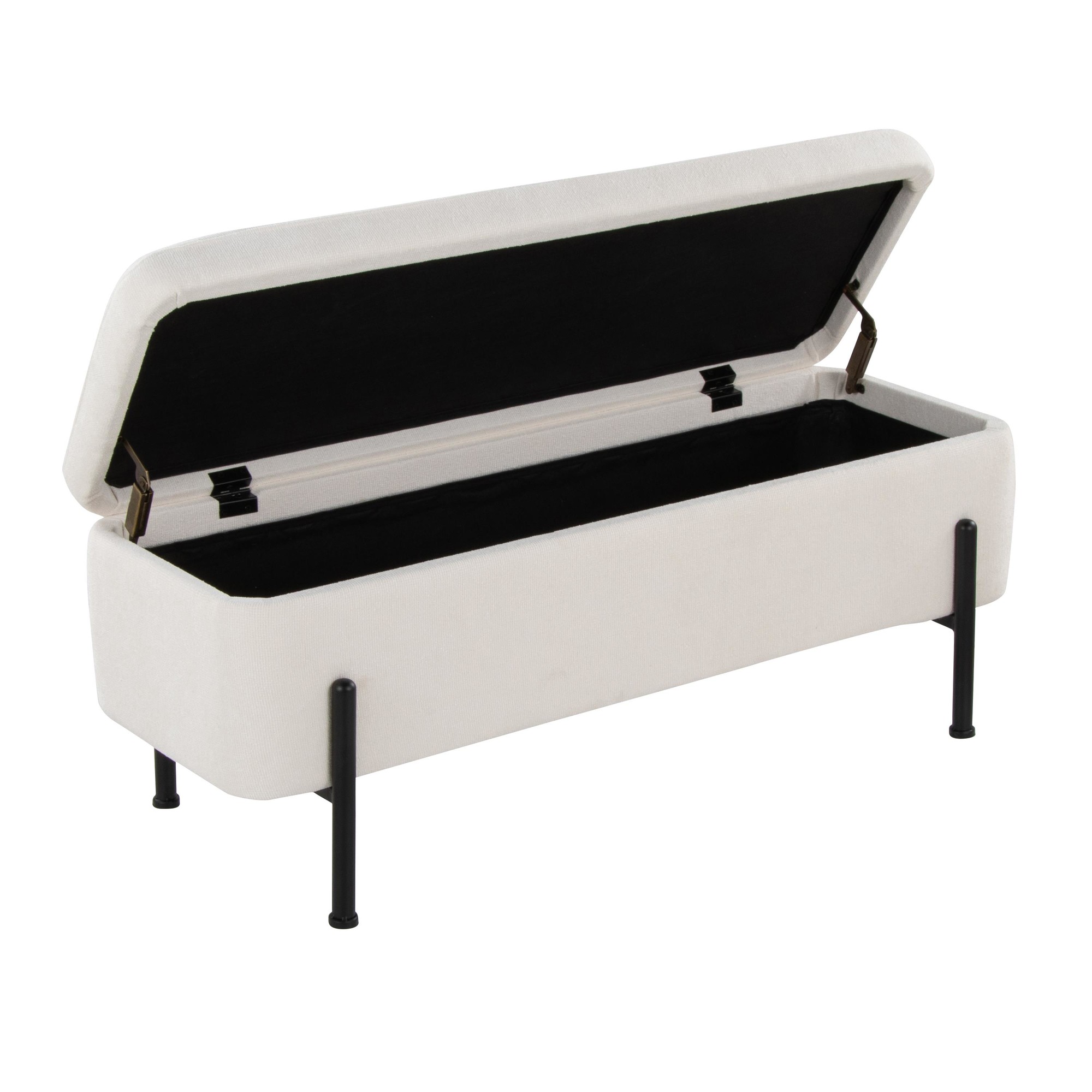 Daniella Contemporary Black Steel Cream Fabric Storage Bench 6 Daniella Contemporary Black Steel Cream Fabric Storage Bench - Image 6