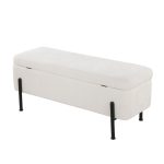 Daniella Contemporary Black Steel Cream Fabric Storage Bench 23 Daniella Contemporary Black Steel Cream Fabric Storage Bench