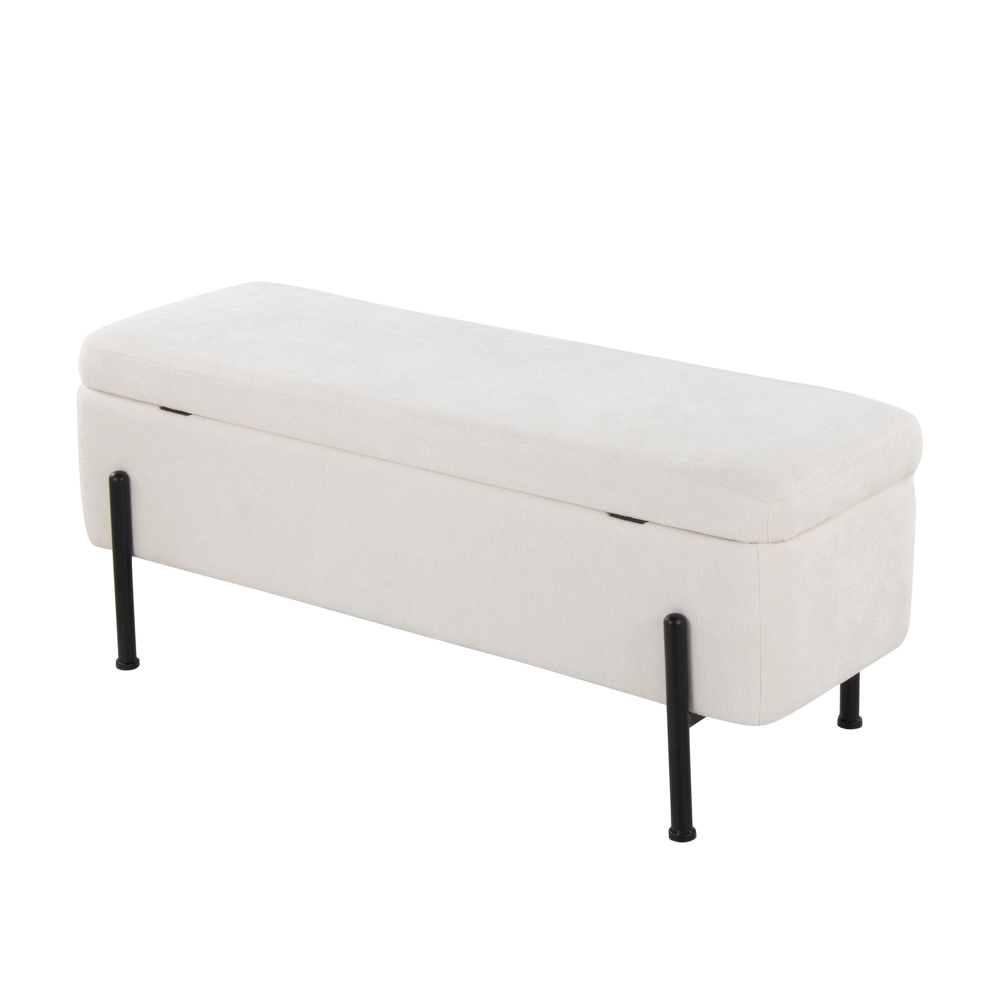 Daniella Contemporary Black Steel Cream Fabric Storage Bench 8 Daniella Contemporary Black Steel Cream Fabric Storage Bench - Image 8
