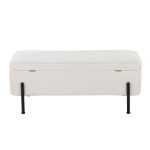 Daniella Contemporary Black Steel Cream Fabric Storage Bench 24 Daniella Contemporary Black Steel Cream Fabric Storage Bench