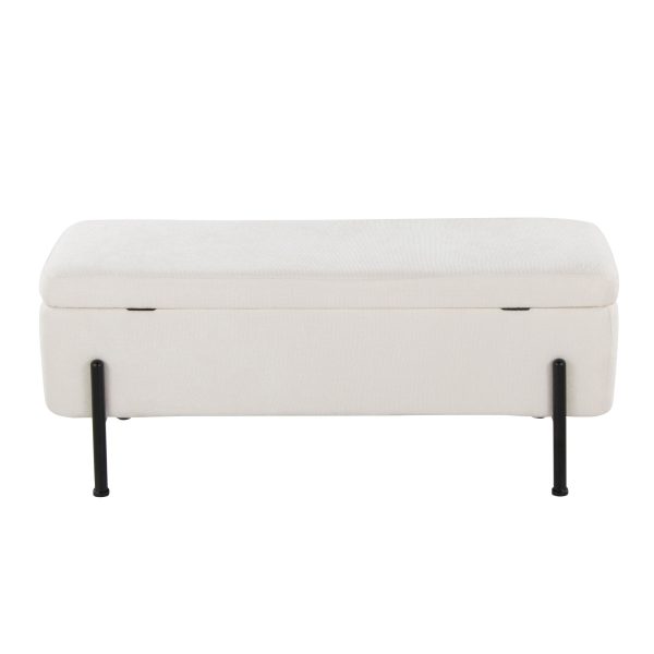 Daniella Contemporary Black Steel Cream Fabric Storage Bench 8