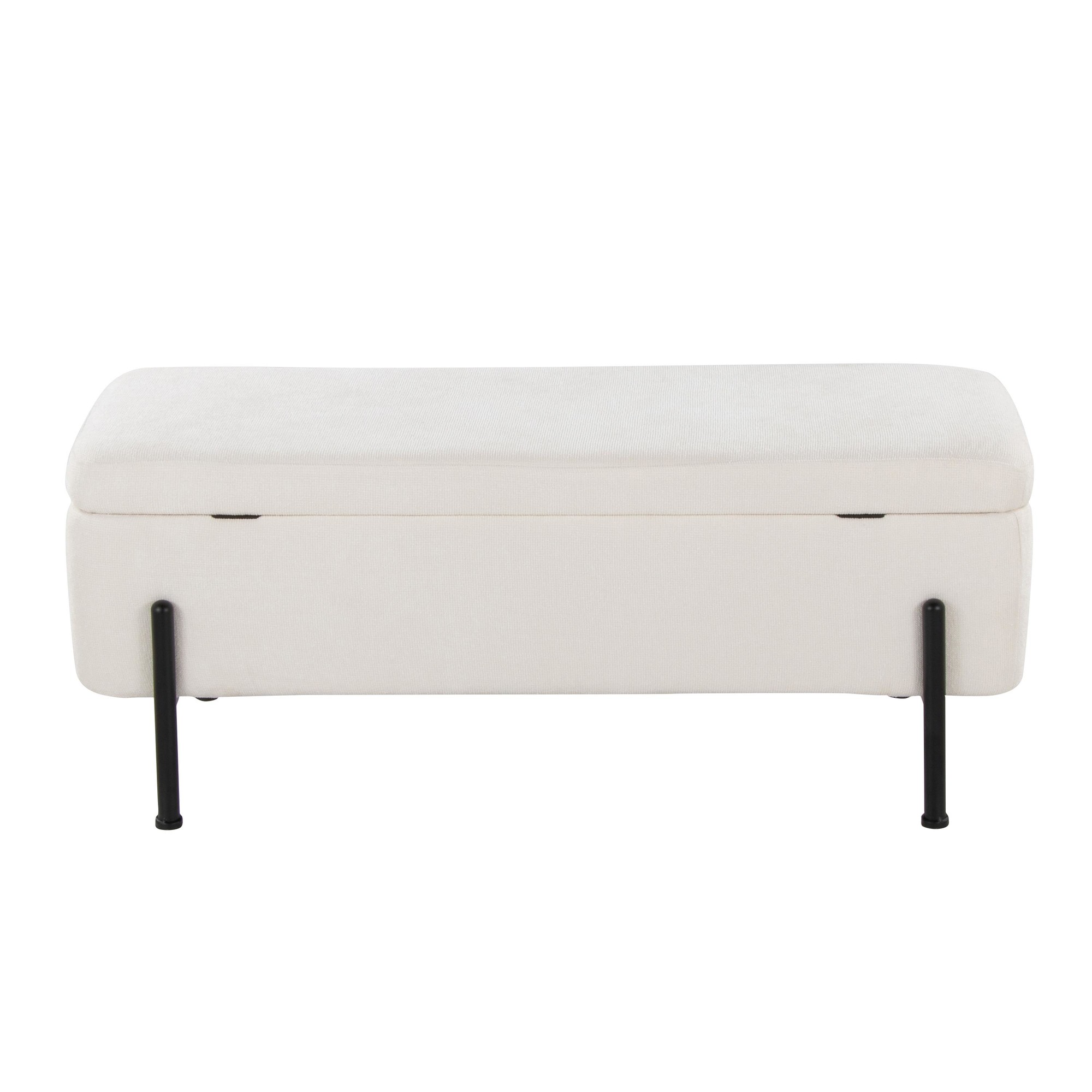 Daniella Contemporary Black Steel Cream Fabric Storage Bench 9 Daniella Contemporary Black Steel Cream Fabric Storage Bench - Image 9