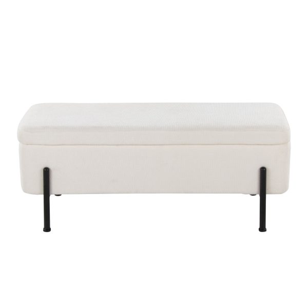 Daniella Contemporary Black Steel Cream Fabric Storage Bench 9
