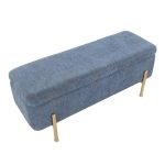 Daniella Contemporary Blue Fabric Storage Bench Gold Metal Legs 25 Daniella Contemporary Blue Fabric Storage Bench Gold Metal Legs