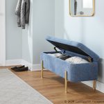 Daniella Contemporary Blue Fabric Storage Bench Gold Metal Legs 15 Daniella Contemporary Blue Fabric Storage Bench Gold Metal Legs