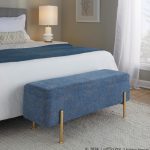 Daniella Contemporary Blue Fabric Storage Bench Gold Metal Legs 18 Daniella Contemporary Blue Fabric Storage Bench Gold Metal Legs