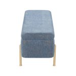 Daniella Contemporary Blue Fabric Storage Bench Gold Metal Legs 21 Daniella Contemporary Blue Fabric Storage Bench Gold Metal Legs