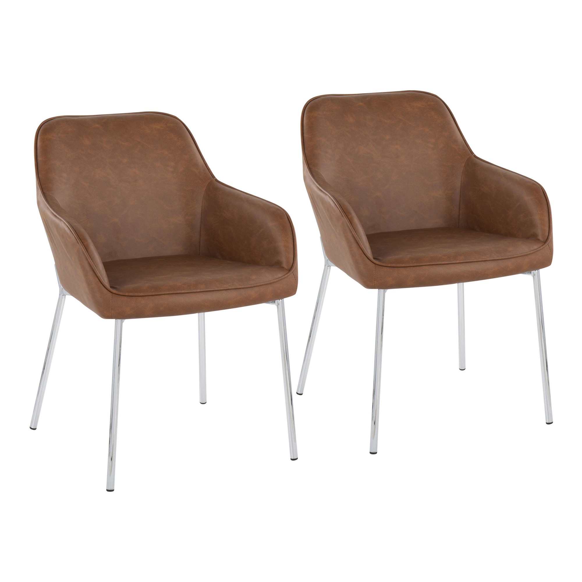 Daniella Contemporary Camel Faux Leather Dining Chairs Chrome (Set of 2) 2 Daniella Contemporary Camel Faux Leather Dining Chairs Chrome (Set of 2) - Image 2