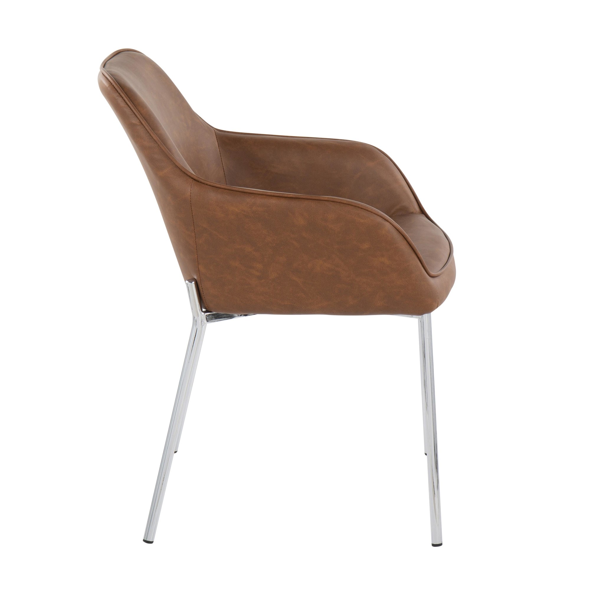 Daniella Contemporary Camel Faux Leather Dining Chairs Chrome (Set of 2) 4 Daniella Contemporary Camel Faux Leather Dining Chairs Chrome (Set of 2) - Image 4
