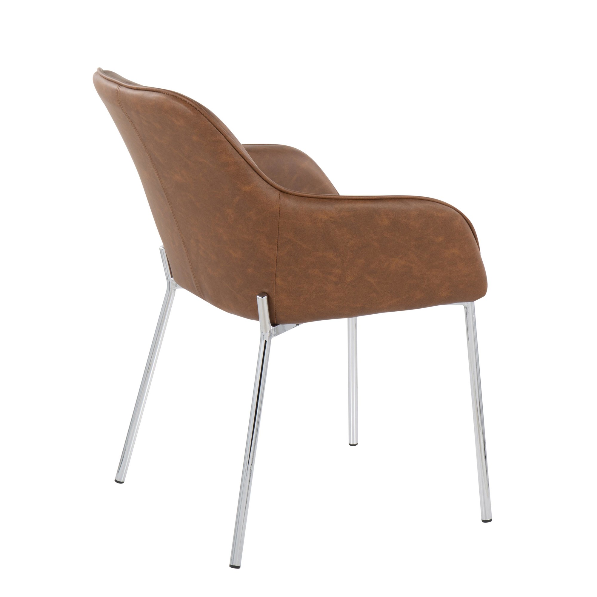 Daniella Contemporary Camel Faux Leather Dining Chairs Chrome (Set of 2) 5 Daniella Contemporary Camel Faux Leather Dining Chairs Chrome (Set of 2) - Image 5
