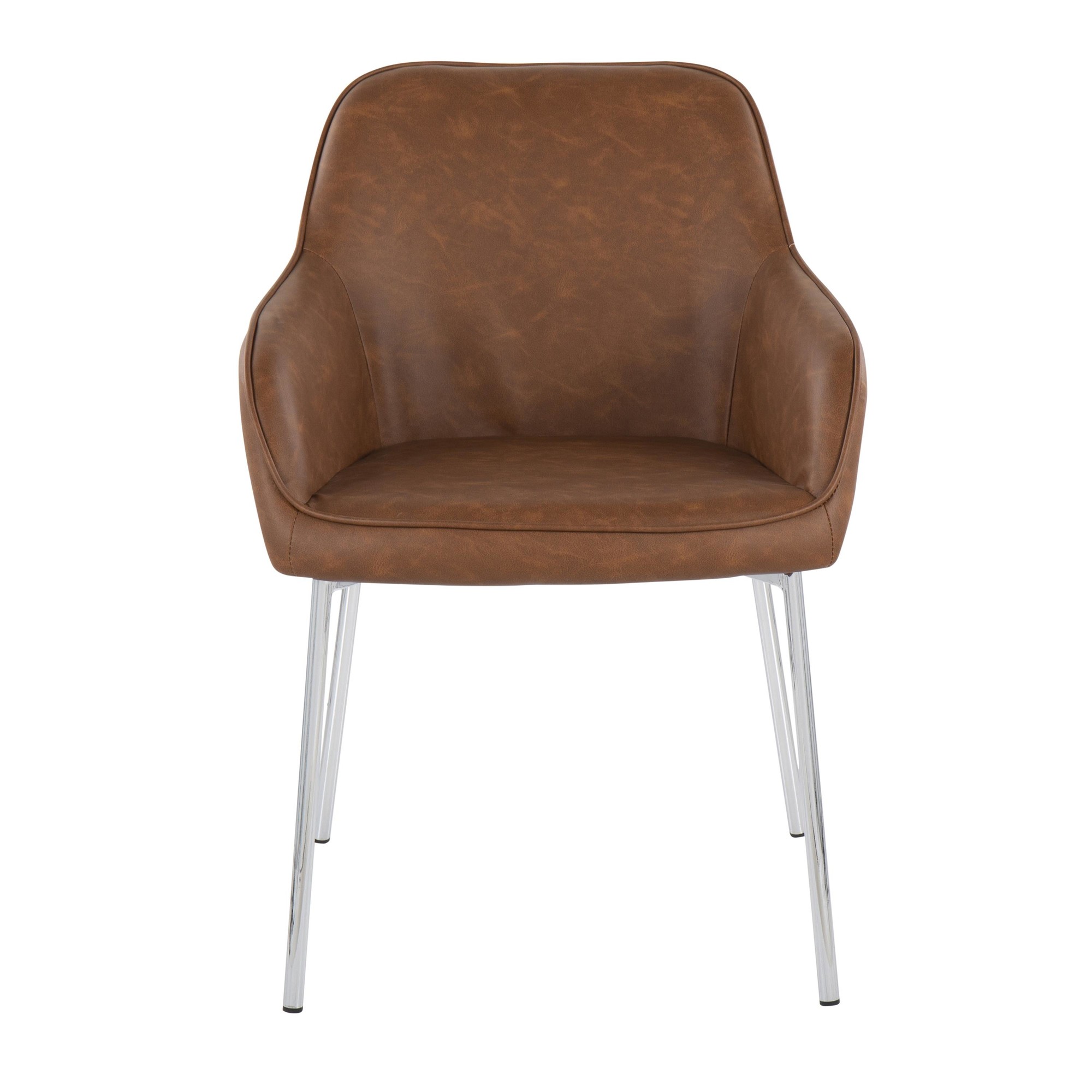 Daniella Contemporary Camel Faux Leather Dining Chairs Chrome (Set of 2) 7 Daniella Contemporary Camel Faux Leather Dining Chairs Chrome (Set of 2) - Image 7