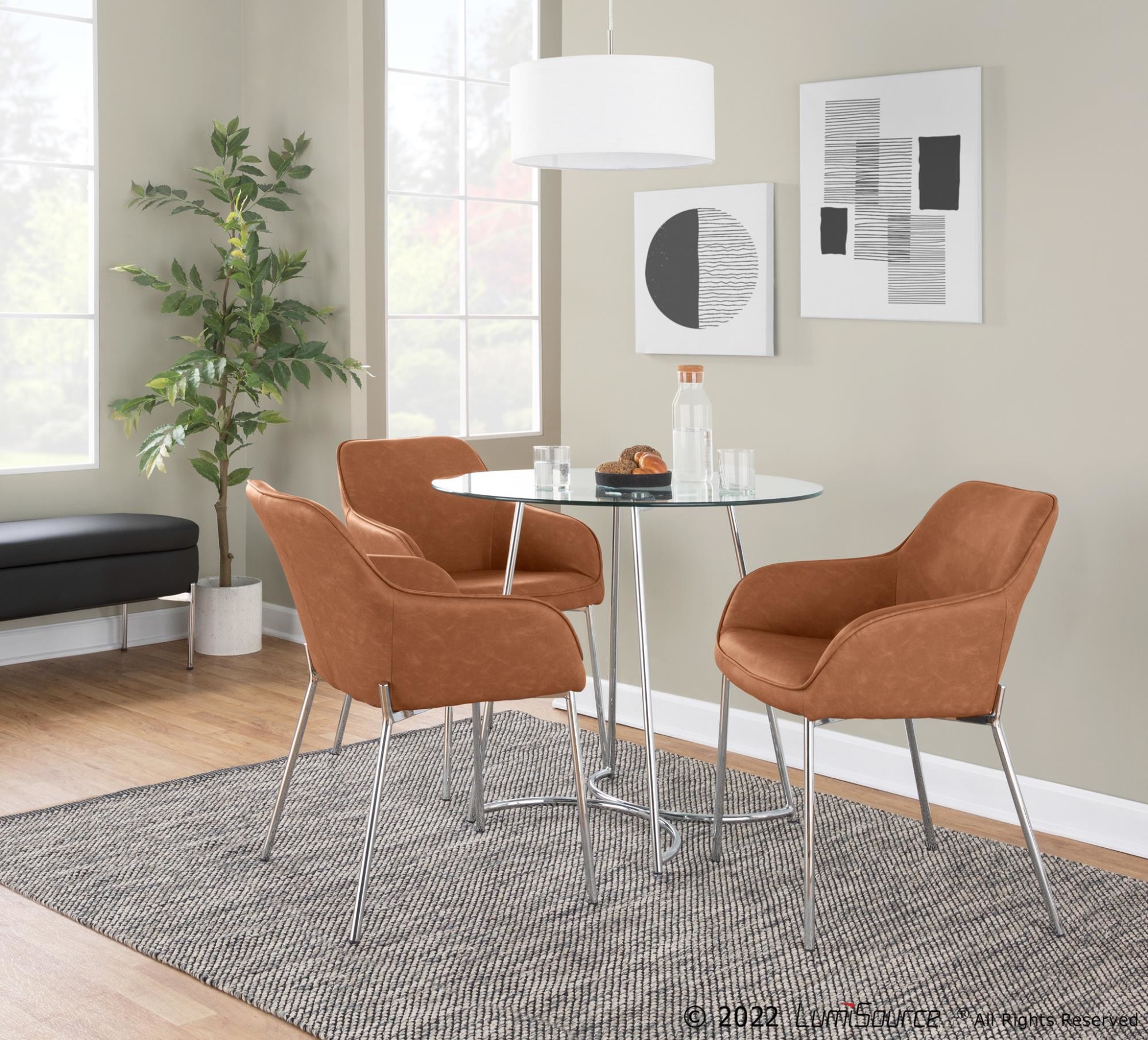 Daniella Contemporary Camel Faux Leather Dining Chairs Chrome (Set of 2) 1 Daniella Contemporary Camel Faux Leather Dining Chairs Chrome (Set of 2)