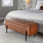 Daniella Contemporary Camel Faux Leather and Black Steel Storage Bench 13 Daniella Contemporary Camel Faux Leather and Black Steel Storage Bench