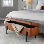 Daniella Contemporary Camel Faux Leather and Black Steel Storage Bench 12 Daniella Contemporary Camel Faux Leather and Black Steel Storage Bench